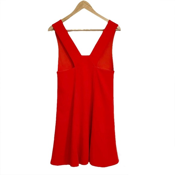 T BY ALEXANDER WANG Womens Red Matte Crepe Plunge A Line Dress Sz S Pockets - Picture 3 of 6